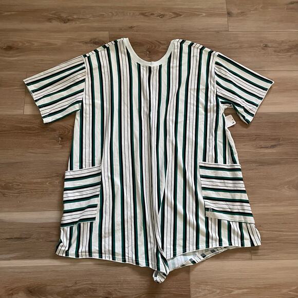 Free People Pants - Free People Hot Shot Printed Striped Tee Romper L